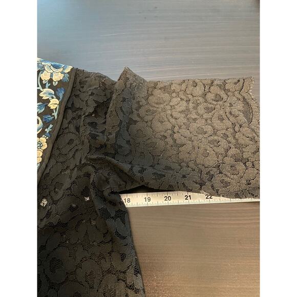 Vintage Handmade Womens Cardigan Medium Black Floral Lace Open Whimsigoth 90s - Picture 5 of 7